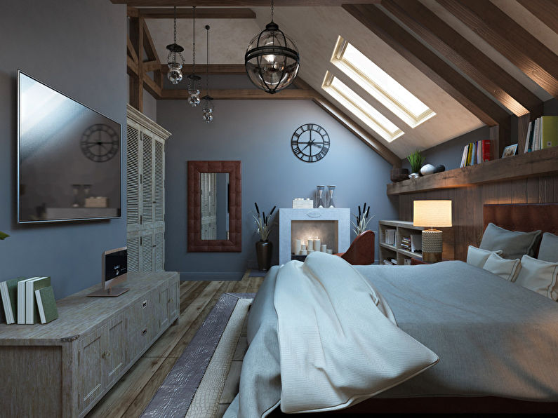 Дизайн спальни на мансардном этаже - фото 5