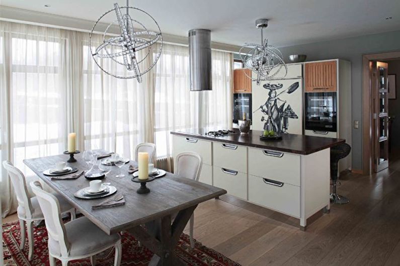 Дизайн интерьера кухни-столовой - фото