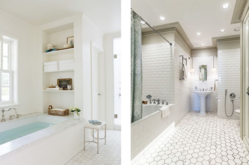 Біла ванна кімната в класичному стилі - Дизайн інтер'єру