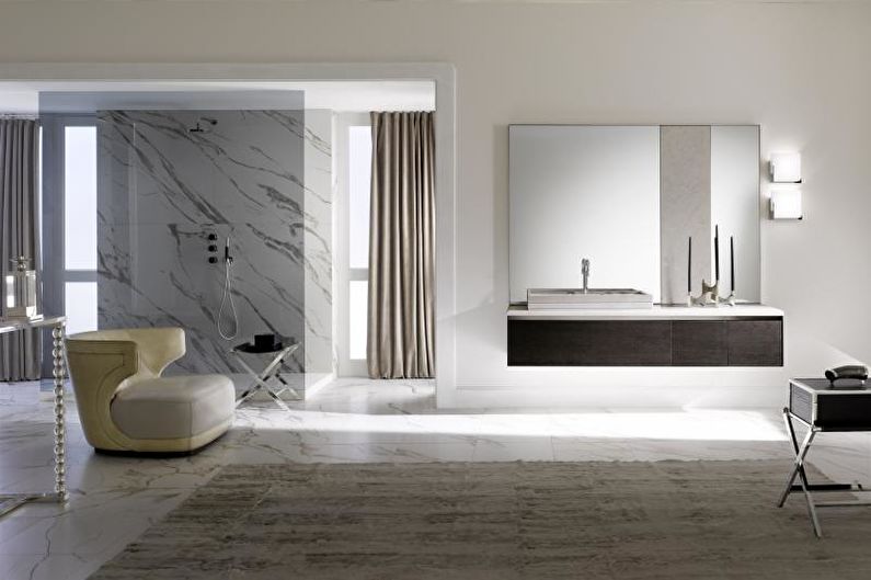 Біла ванна кімната в стилі хай-тек - Дизайн інтер'єру