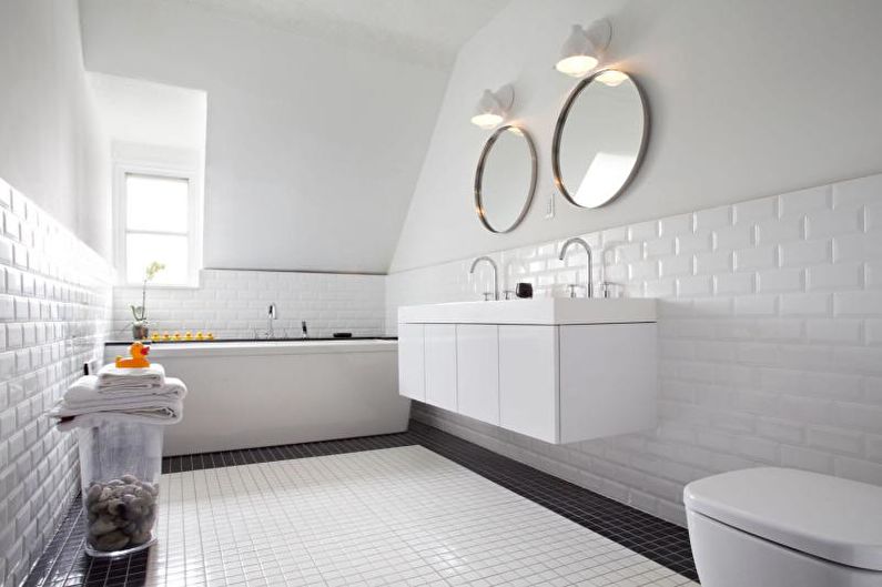 Дизайн білої ванної кімнати - Сантехніка та меблі