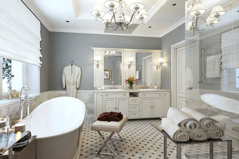 Дизайн белой ванной комнаты - Освещение
