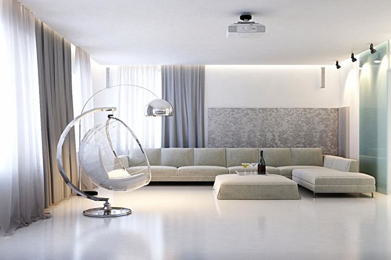 Дизайн интерьера гостиной в стиле минимализм - фото