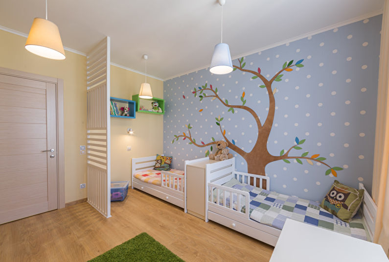 Дизайн детской комнаты для двоих детей школьников (38 фото)