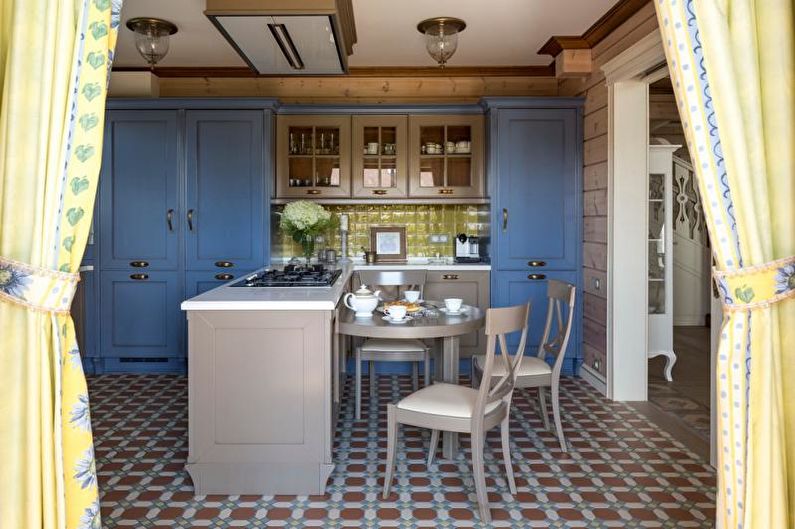 Синяя кухня в стиле фьюжн - Дизайн интерьера