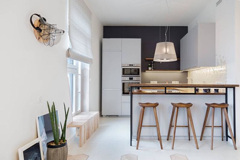 Черно-белая кухня в скандинавском стиле - Дизайн интерьера