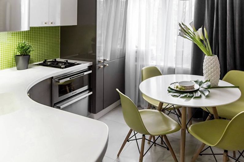 Дизайн интерьера кухни в черно-белых тонах - фото