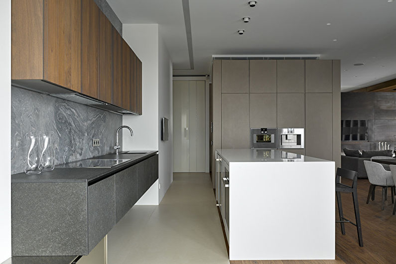 Сіра кухня в стилі ганьби-тек - Дизайн інтер'єру