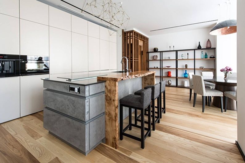 Дизайн интерьера кухни в стиле хай-тек - фото