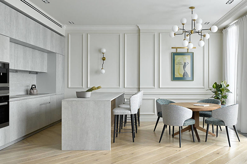 Белая кухня в стиле арт-деко - Дизайн интерьера