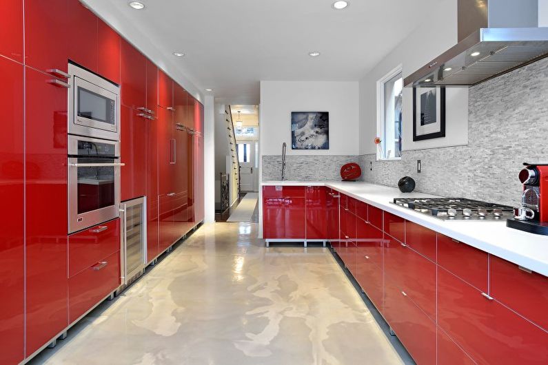 Красная кухня в современном стиле - Дизайн интерьера