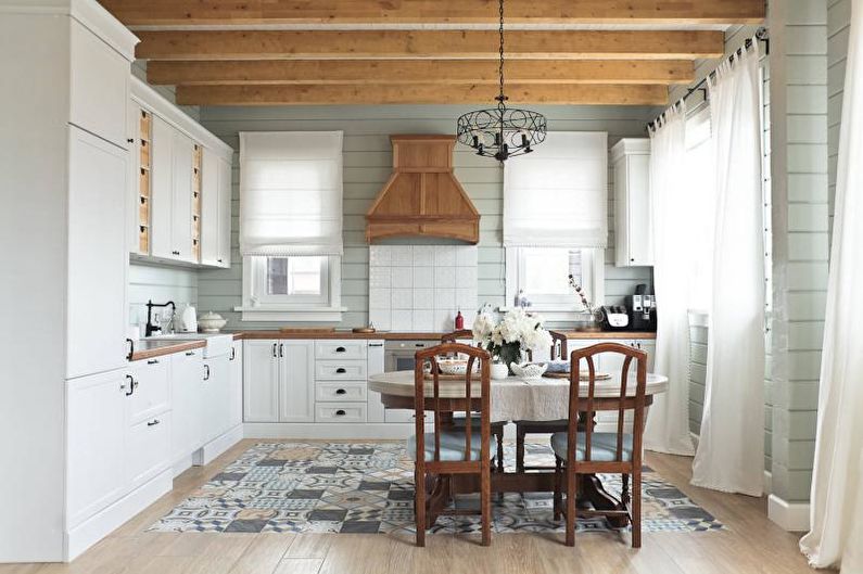 Белая кухня в стиле кантри - Дизайн интерьера