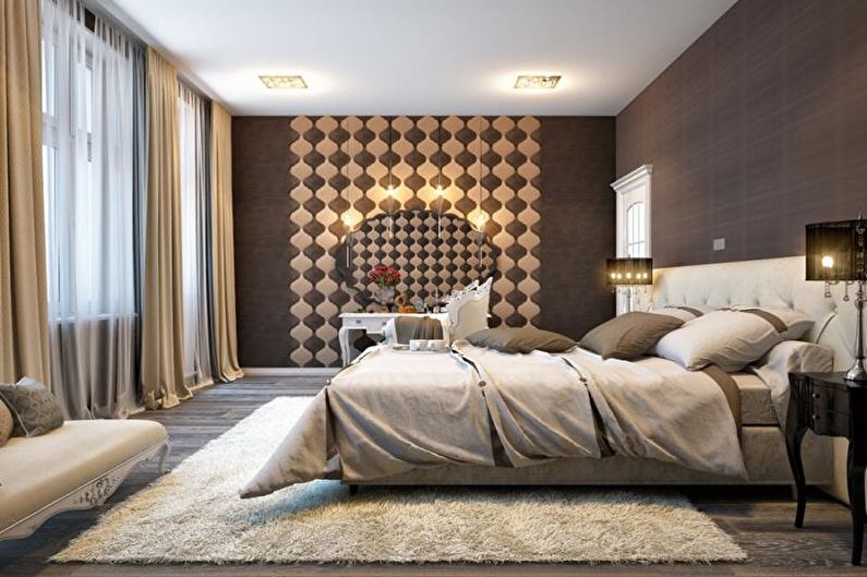 Коричневая спальня в стиле арт-деко - Дизайн интерьера