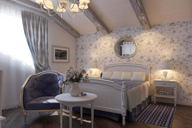 Дизайн спальни в стиле прованс - Отделка потолка