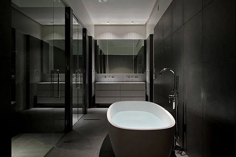 Черная ванная комната в стиле минимализм - Дизайн интерьера