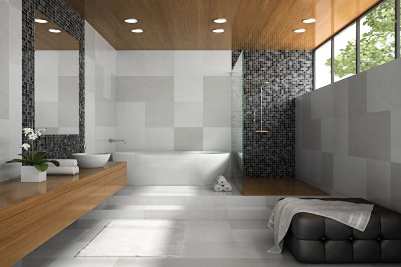 Дизайн ванной комнаты в стиле минимализм - Отделка потолка