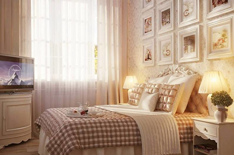 Бежевая спальня - дизайн интерьера фото