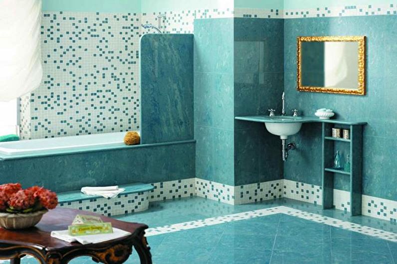 Дизайн бирюзовой ванной комнаты - Отделка стен