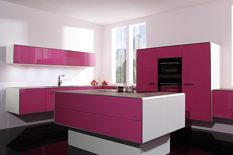 Розовая кухня в современном стиле - Дизайн интерьера
