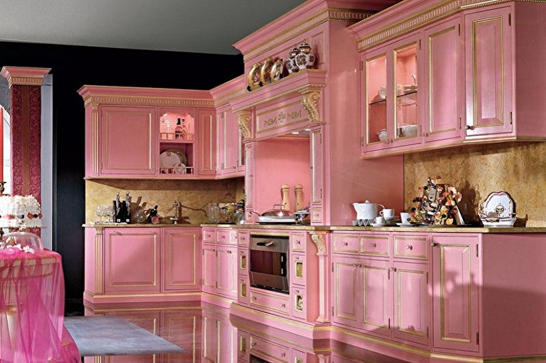 Розовая кухня в стиле прованс - Дизайн интерьера