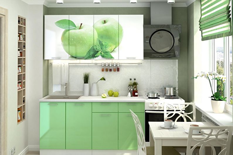 Маленькая зеленая кухня - Дизайн интерьера