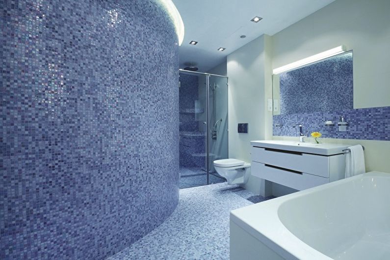 Дизайн синей ванной комнаты - Декор и освещение