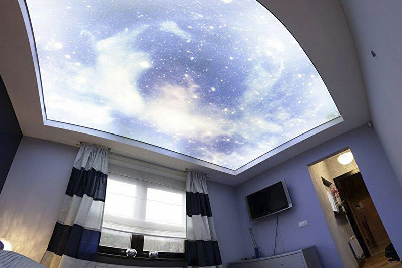 Натяжные потолки с подсветкой в спальне - Звездное небо