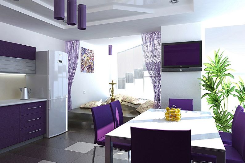Дизайн фиолетовой кухни - Особенности