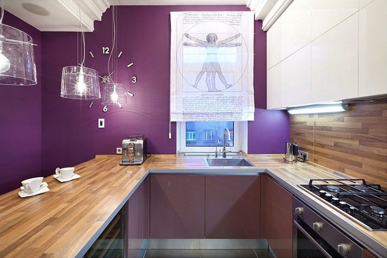 Фиолетовая кухня - дизайн интерьера фото