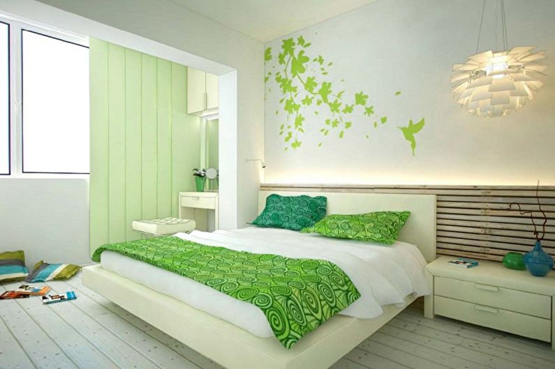 Зеленый цвет в интерьере спальни - Сочетание цветов