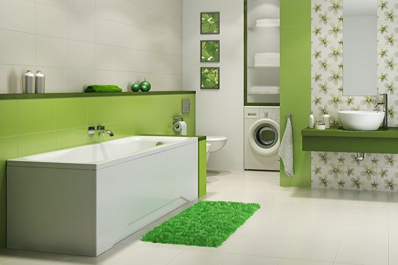Зеленый цвет в интерьере ванной комнаты - Сочетание цветов