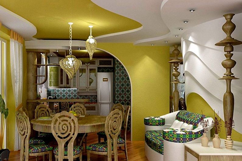 Оливковая кухня в восточном стиле - Дизайн интерьера