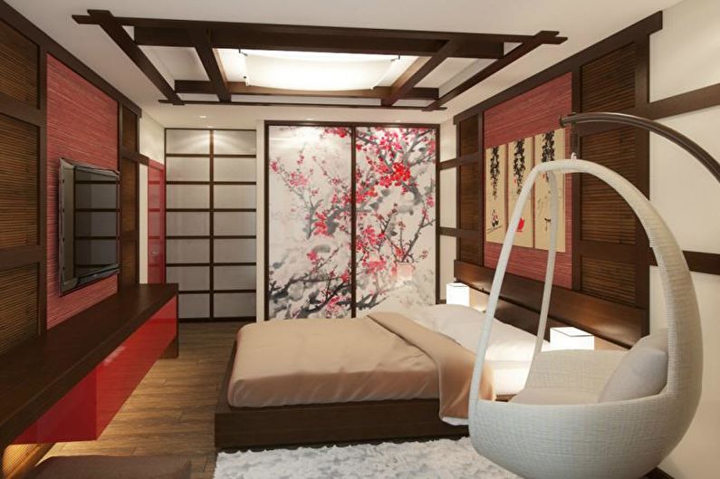 Дизайн спальни в японском стиле - Мебель