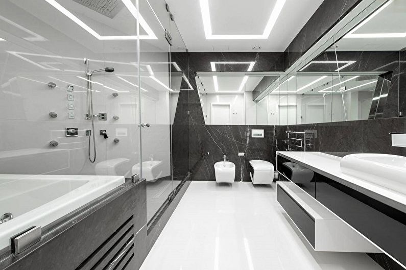 Идеи оформления пластиковых панелей для ванной комнаты - Декор из стекла и металла