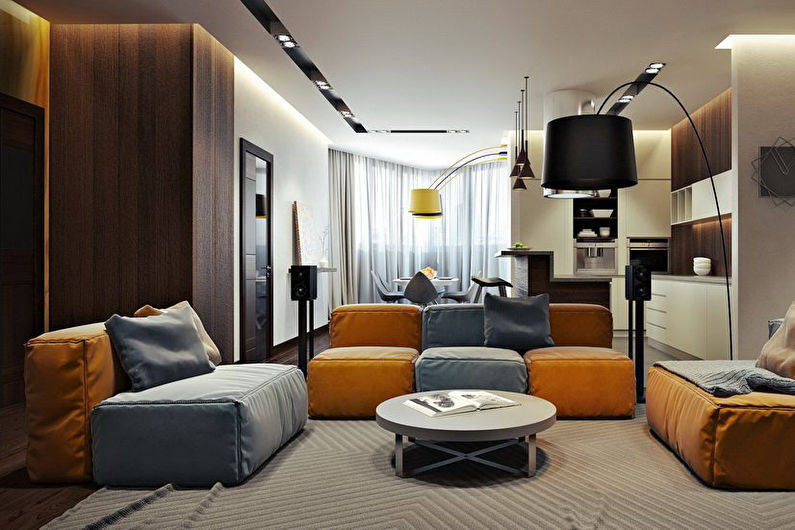 Дизайн гостиной - Контрастные цвета