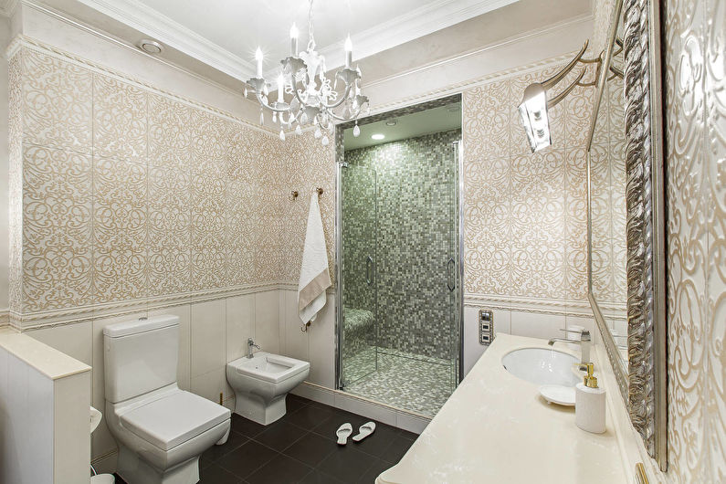 Бежевая ванная в классическом стиле - Дизайн интерьера