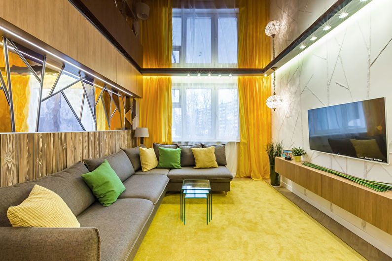 Натяжной потолок в гостиной: 60 фото, идеи дизайна потолков