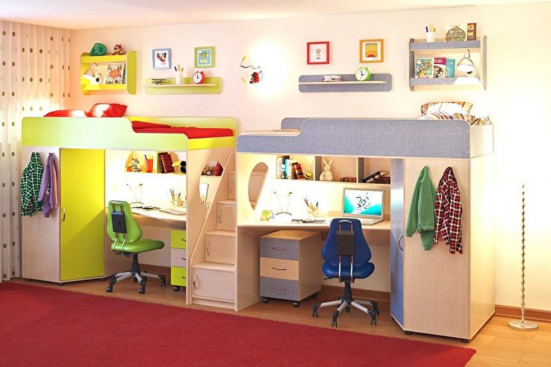 Детская комната - Дизайн прямоугольной комнаты
