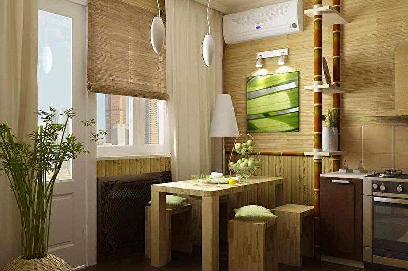 Бамбуковые обои на кухне - Дизайн интерьера
