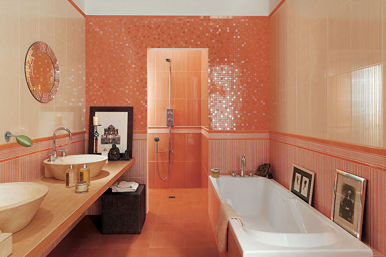 Персиковый цвет в ванной комнате - Дизайн интерьера