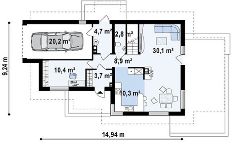 Современные проекты домов в стиле шале - Дом в стиле шале с гаражом
