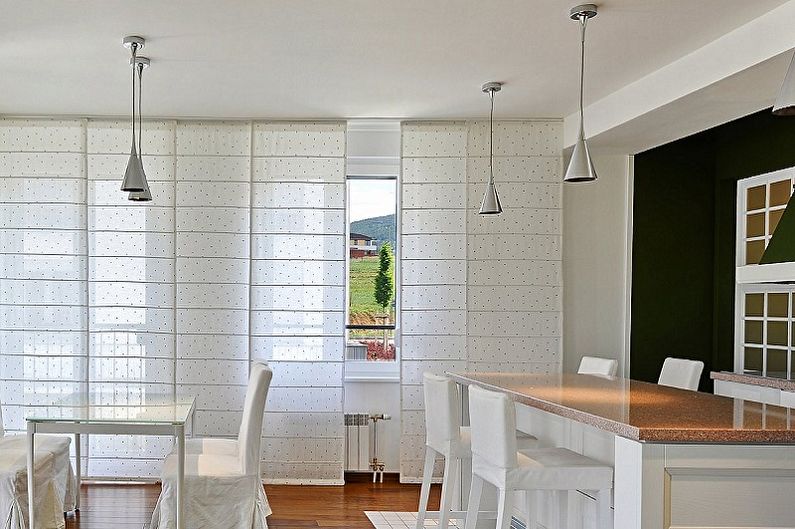 Виды занавесок на кухню - Японские панельные шторы