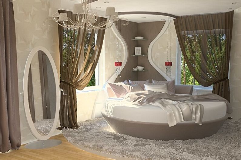 Круглая кровать в спальню - Идеи размещения