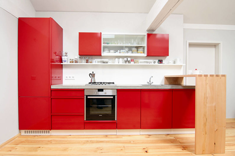 Красная кухня 11 кв.м. - Дизайн интерьера