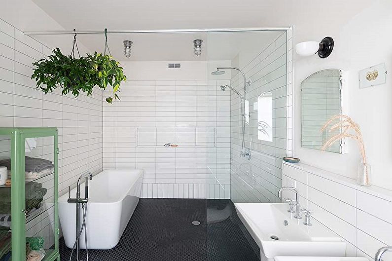 Белая ванная в стиле лофт - Дизайн интерьера