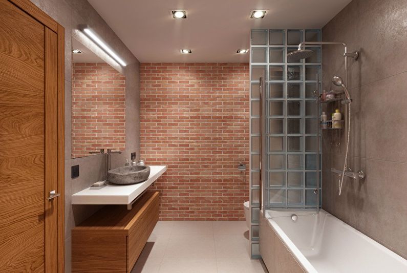 Дизайн интерьера ванной комнаты в стиле лофт - фото