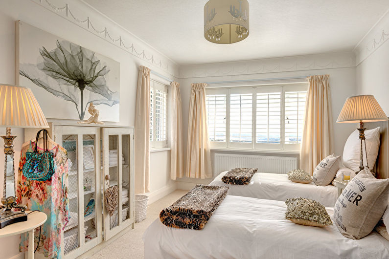 Дизайн интерьера спальни в стиле шебби-шик - фото