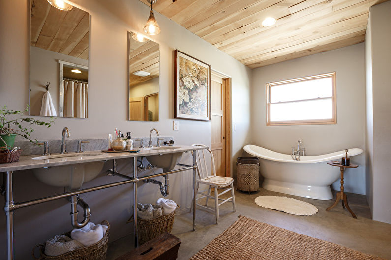 Дизайн интерьера ванной комнаты в стиле шебби-шик - фото
