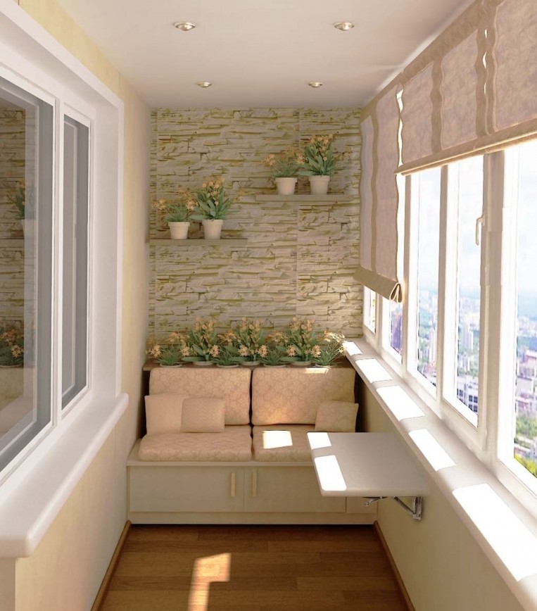 Декоративний камінь в інтер'єрі балкона та лоджії.