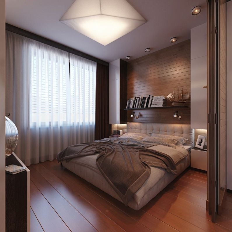 Дизайн потолка в маленькой спальне - фото
